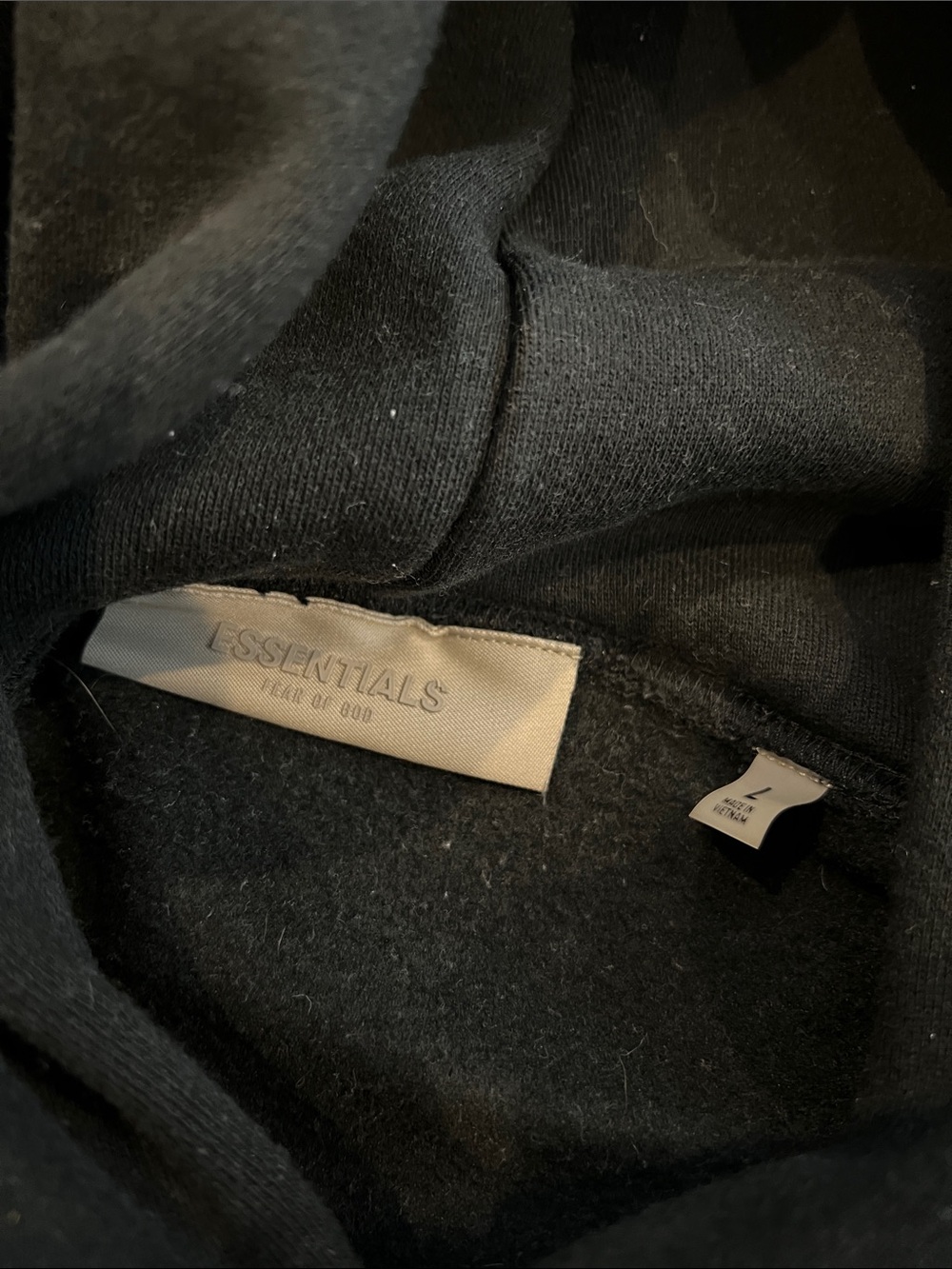 Essentials Black Pullover Hoodie with Subtle Label - Picture 2 of 3